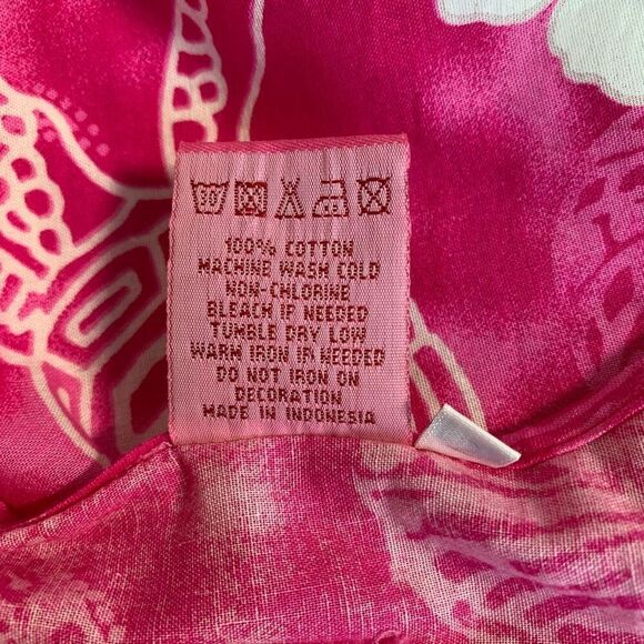 Vintage 90s Mini Dress Hot Pink Tropical Print Floral Slip Dress Fringe Hemmed - Picture 8 of 10